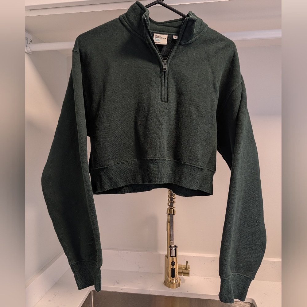 TNA Dark Green Cropped Sweatshirt